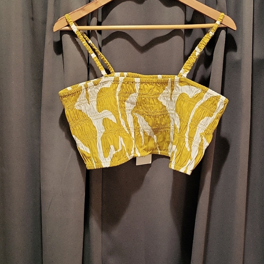A NEW DAY WOMEN'S BANDEAU TOP. GOLD AND WHITE PATTERN. XL / NWT